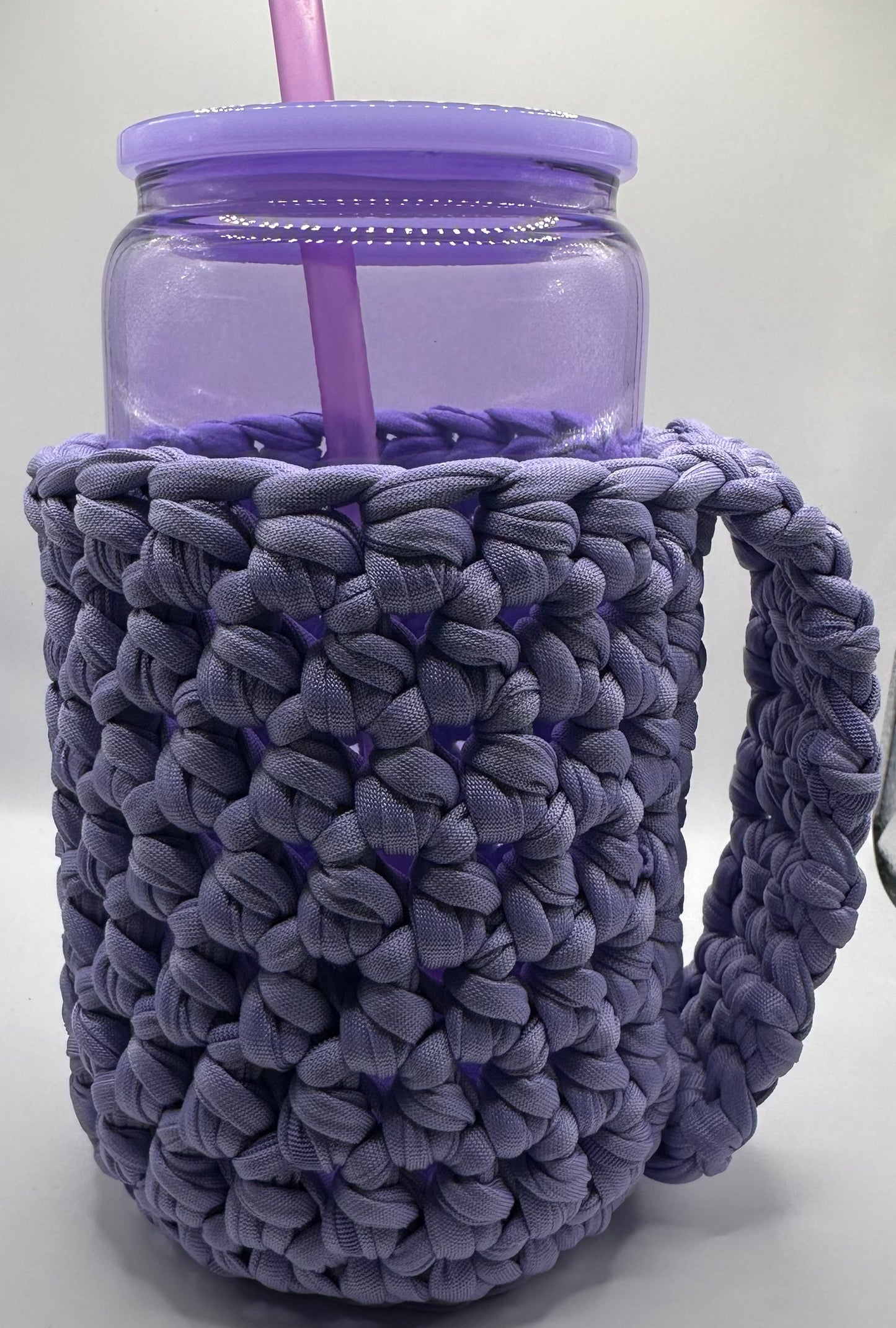 PiNKx Crochet Iced Coffee Cozy fits most iced coffee cups cans, and water bottles
